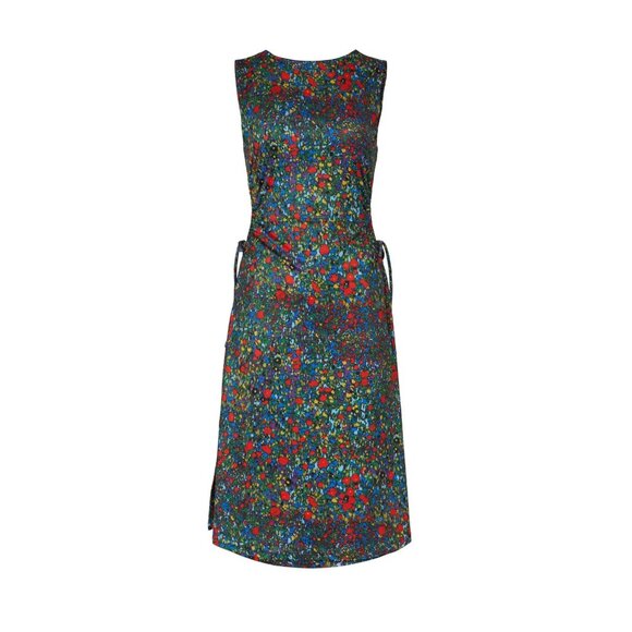 Louna Floral Sleeveless Midi Dress With Side Cut-Outs & Adjustable Ties - Multic - Picture 1 of 9